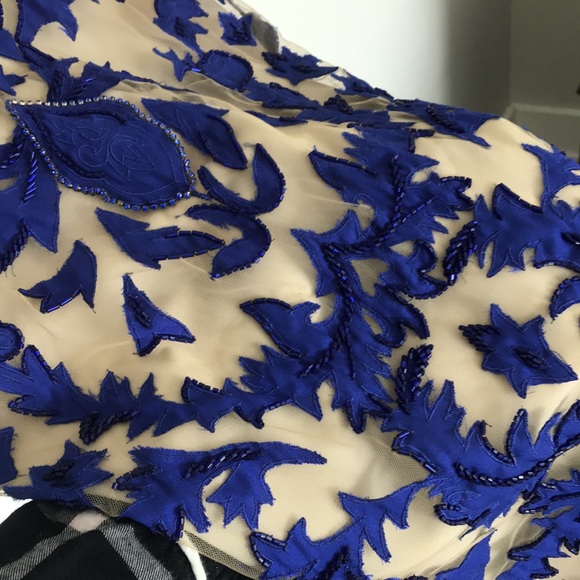 Alice and Olivia Tamika Royal Blue & Nude Dress - Picture 3 of 9